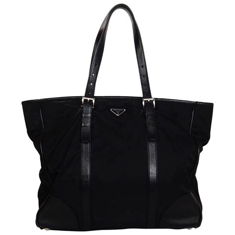 prada tote leather nylon metal|prada nylon shoulder bag black.